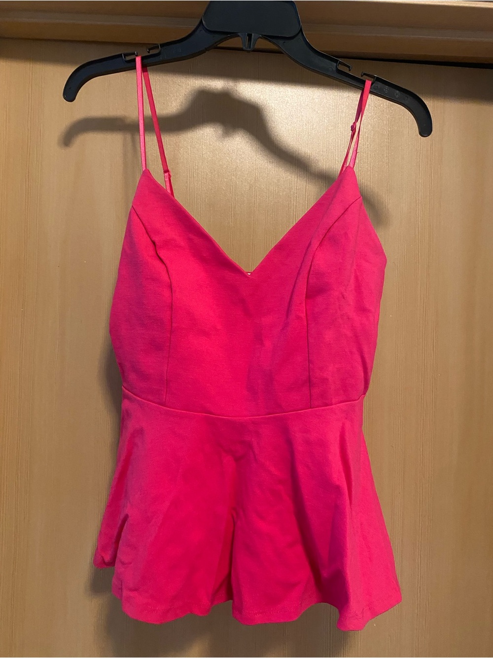 Girls Hot Pink Spaghetti-Strap One-Piece Romper